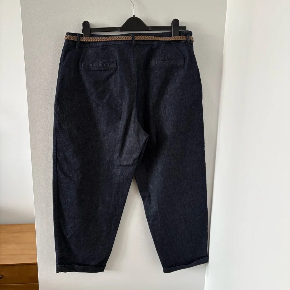 Zara Z1975 Braided‎ Belt Chino Denim Pants Size US 14 NWT